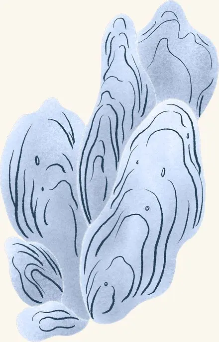 Oyster Clump (blue) — an illustrated motif from the Billion Oyster Project mural