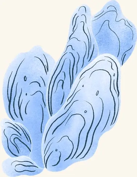Oyster Clump (blue) — an illustrated motif from the Billion Oyster Project mural