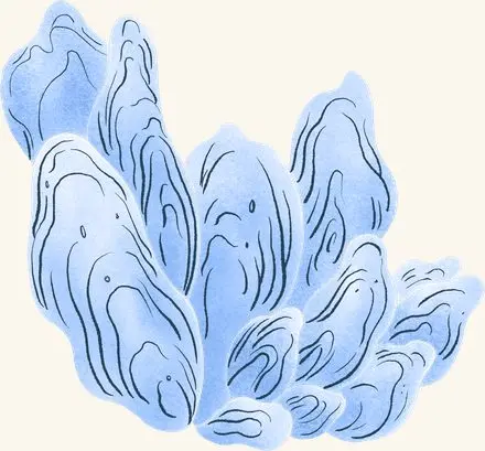 Oyster Clump (blue) — an illustrated motif from the Billion Oyster Project mural