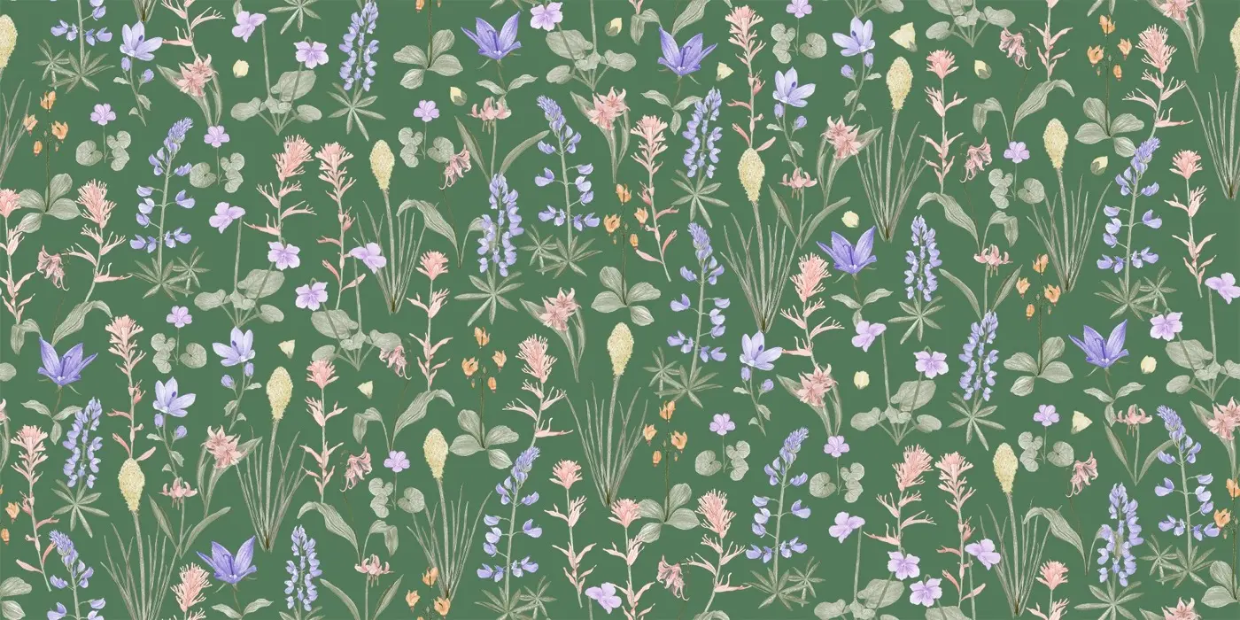 An alpine wildflower surface pattern in green