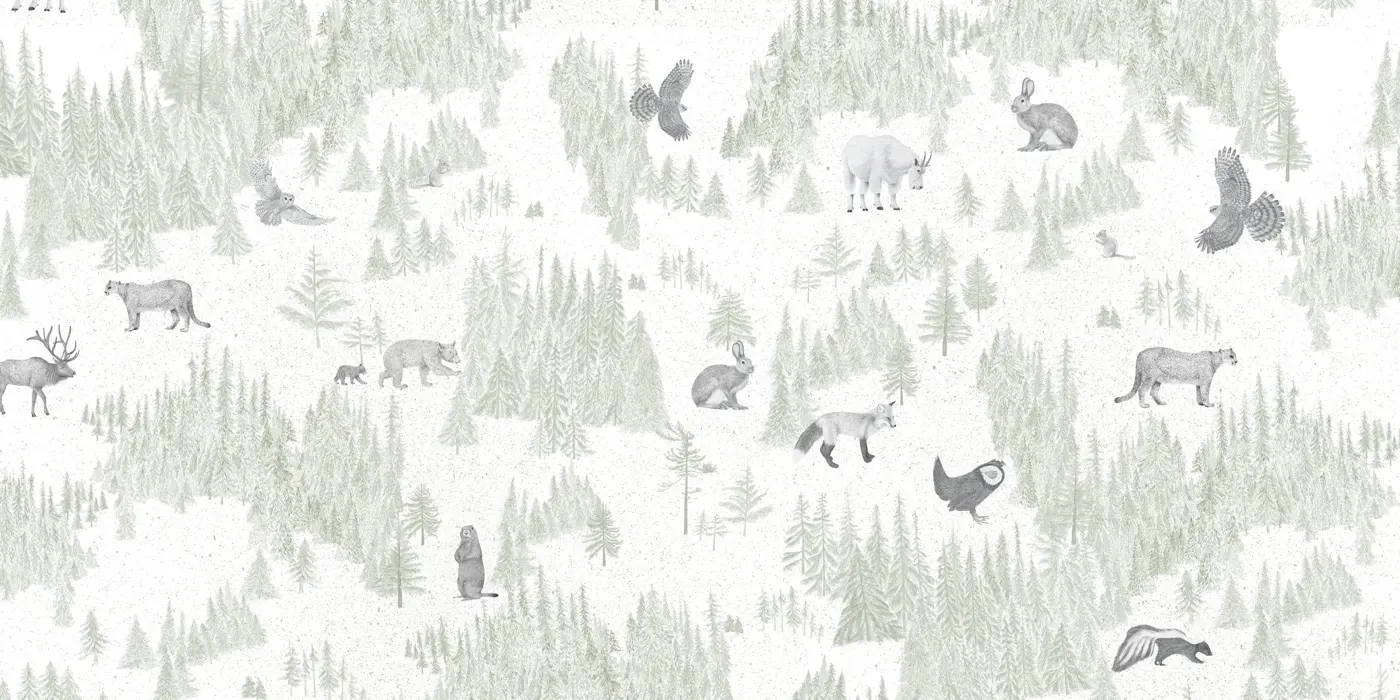 A forest toile surface pattern in pale green