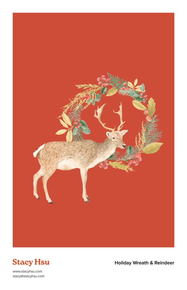 Holiday Wreath & Reindeer