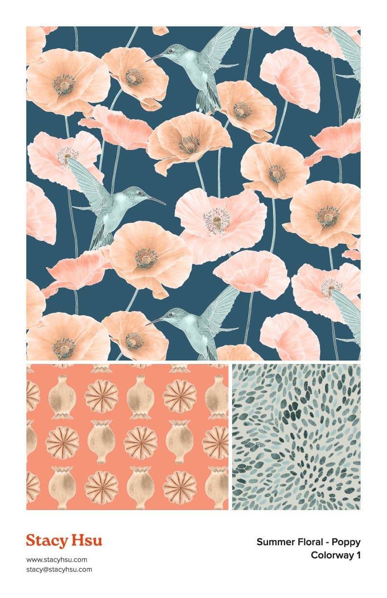 Summer Floral - Poppy (Colorway 1)