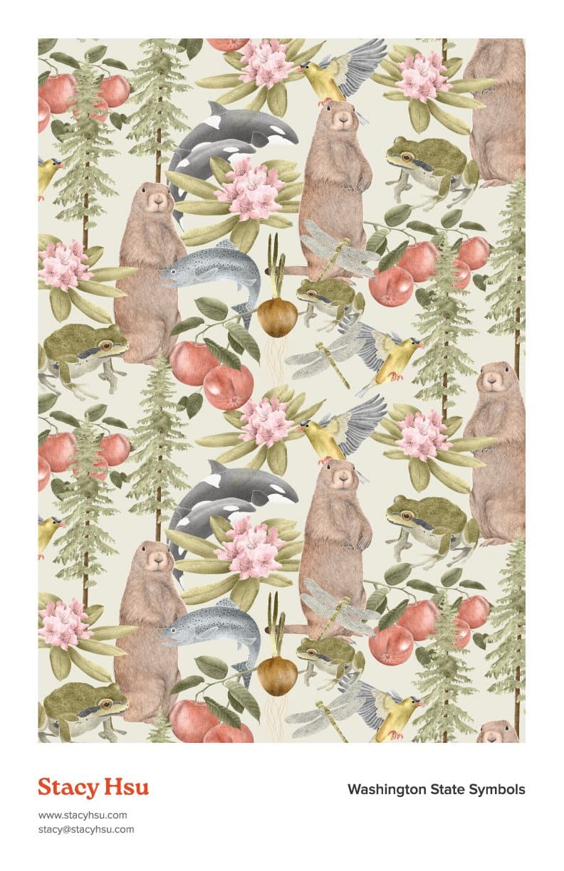 Washington State Symbols Pattern