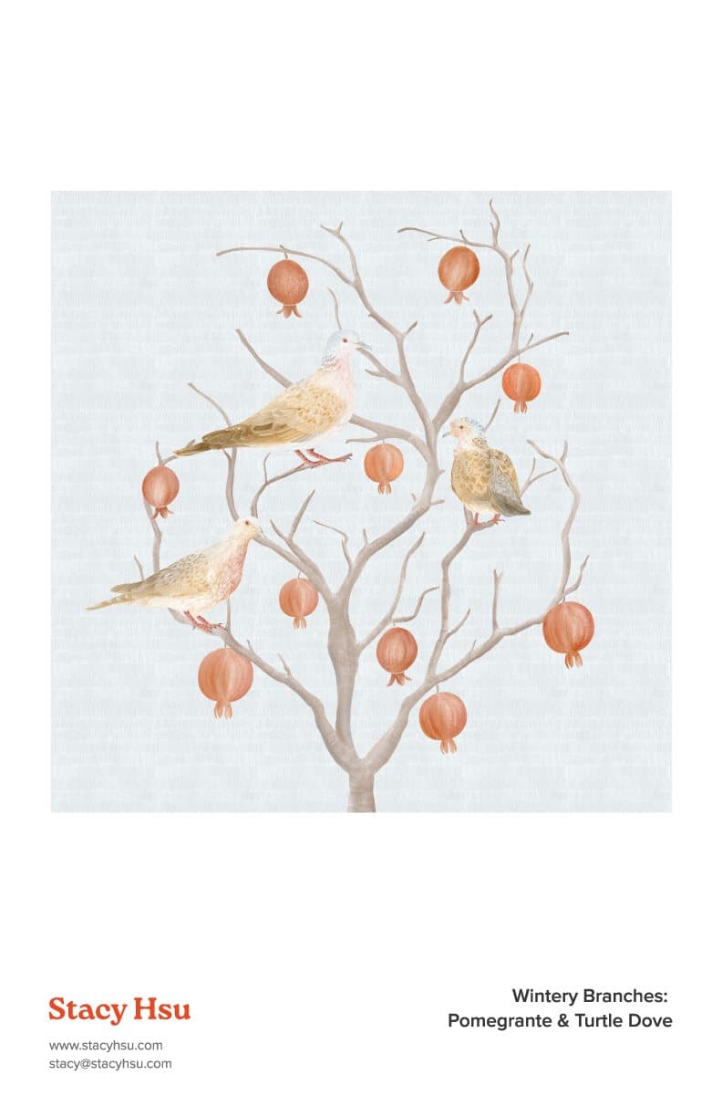 Wintery Branches: Pomegranate & Turtle Dove