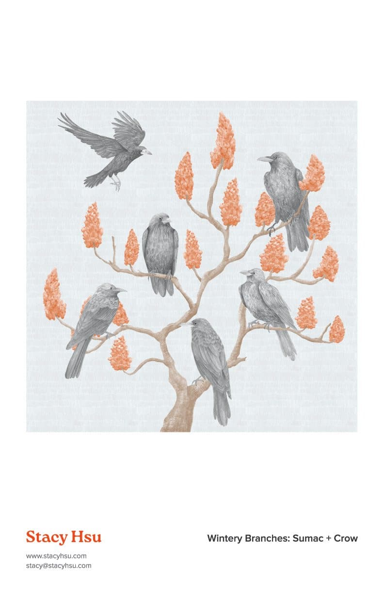 Wintery Branches: Sumac & Crow