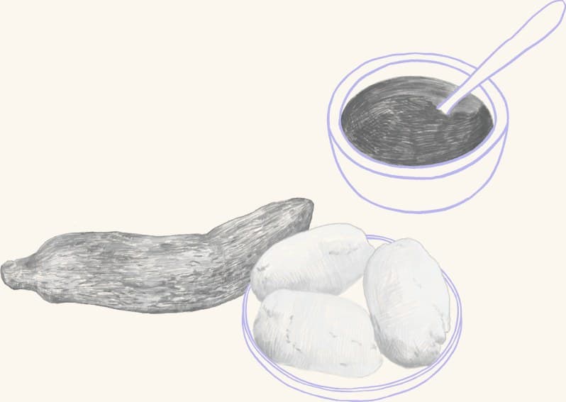 Cured sausage, a bowl of miso, and citrus