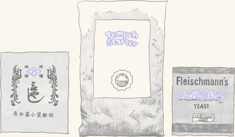 Packets of baking yeast