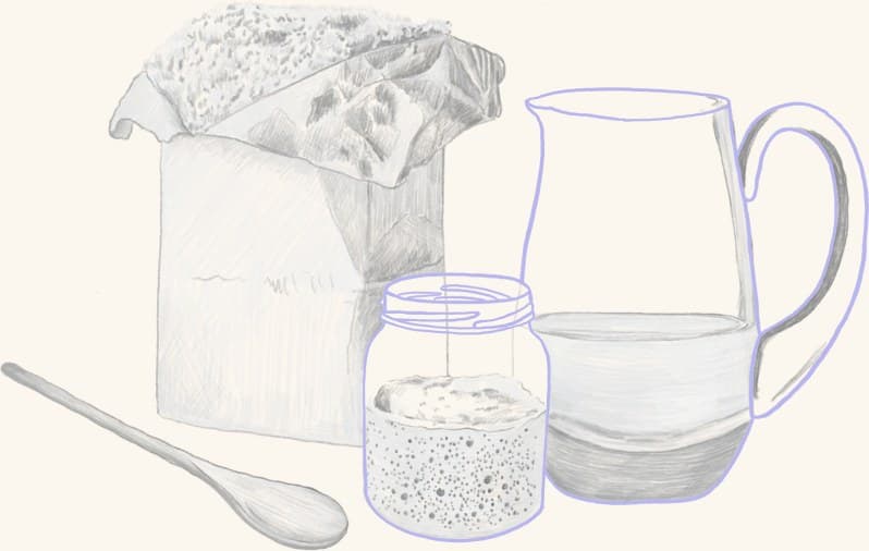 Kefir and cultured milk with a pitcher