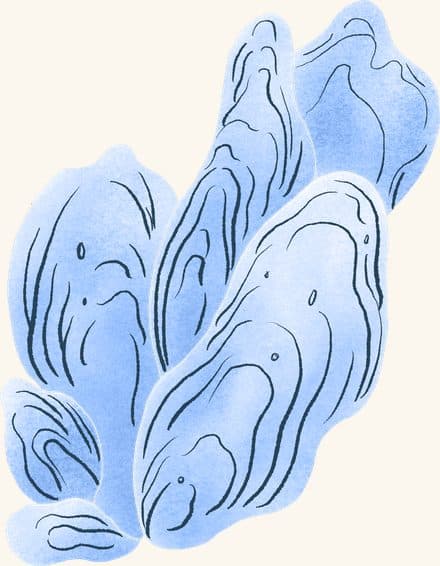 Oyster Clump (blue) — an illustrated motif from the Billion Oyster Project mural