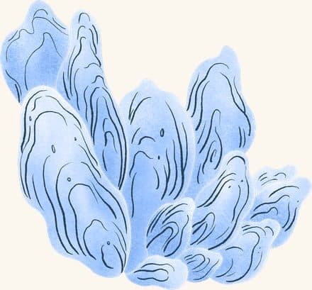 Oyster Clump (blue) — an illustrated motif from the Billion Oyster Project mural
