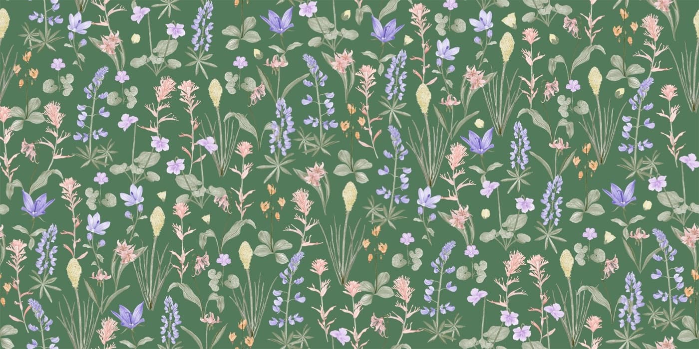 An alpine wildflower surface pattern in green
