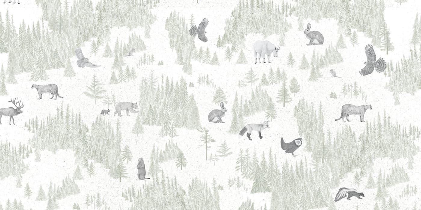 A forest toile surface pattern in pale green
